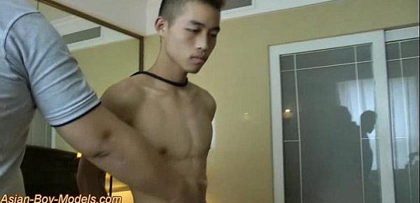  Asian Lean Twink Got Bound Handjob